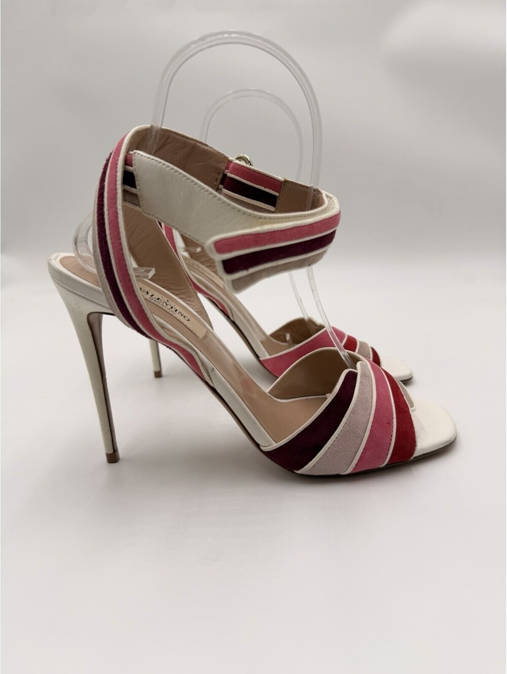 Valentino Garavani Rainbow Suede Ankle Wrap Sandals Heels Size 37.5